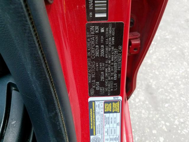 KNAFX4A83F5282287 - 2015 KIA FORTE EX  photo 10