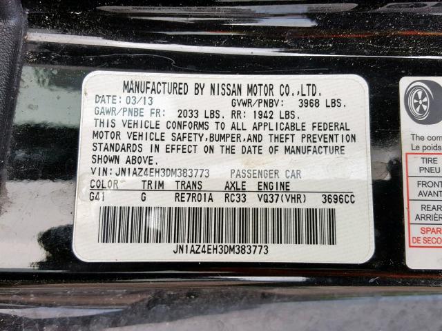 JN1AZ4EH3DM383773 - 2013 NISSAN 370Z BASE BLACK photo 10