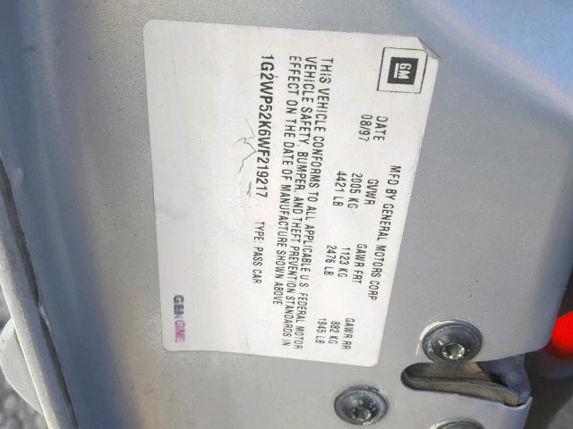 1G2WP52K6WF219217 - 1998 PONTIAC GRAND PRIX 银色 照片 10