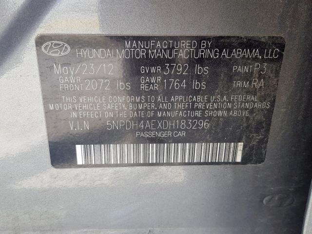 5NPDH4AEXDH183296 - 2013 HYUNDAI ELANTRA GLS  photo 10