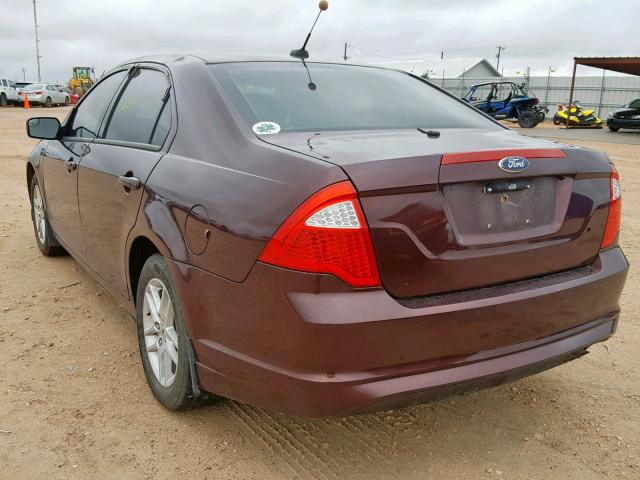 3FAHP0GAXCR167974 - 2012 FORD FUSION S BROWN photo 3