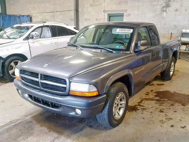 1B7GL32X72S640604 - 2002 DODGE DAKOTA SPO GRAY photo 2