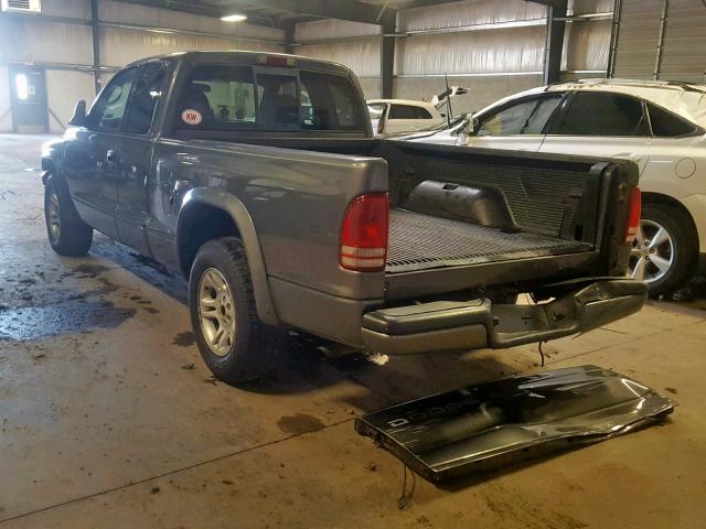 1B7GL32X72S640604 - 2002 DODGE DAKOTA SPO GRAY photo 3