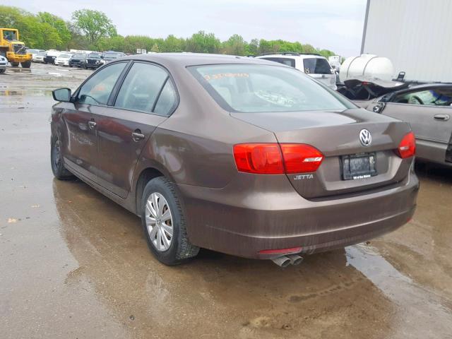 3VW2K7AJ2CM459242 - 2012 VOLKSWAGEN JETTA BASE BROWN photo 3