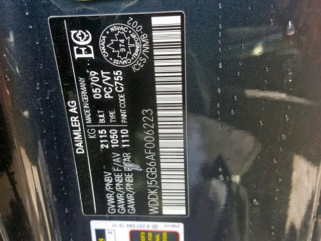 WDDKJ5GB6AF006223 - 2010 MERCEDES-BENZ E 350 GRAY photo 10