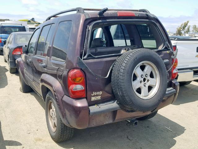 1J4GK58K54W224163 - 2004 JEEP LIBERTY LI MAROON photo 3