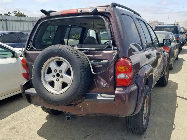 1J4GK58K54W224163 - 2004 JEEP LIBERTY LI MAROON photo 4