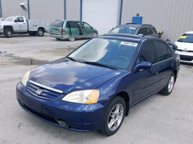 2HGES26772H593548 - 2002 HONDA CIVIC EX BLUE photo 2