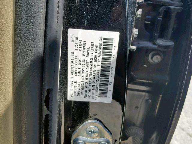 1HGCP2F71CA028785 - 2012 HONDA ACCORD EX BLACK photo 10