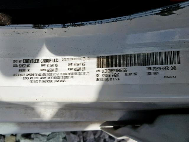 1C3CCBBB7DN667126 - 2013 CHRYSLER 200 TOURIN WHITE photo 10