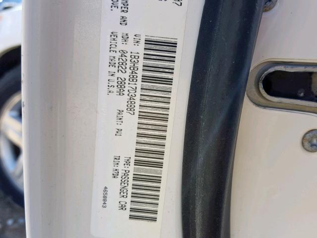 1B3HB48B17D348887 - 2007 DODGE CALIBER SX WHITE photo 10