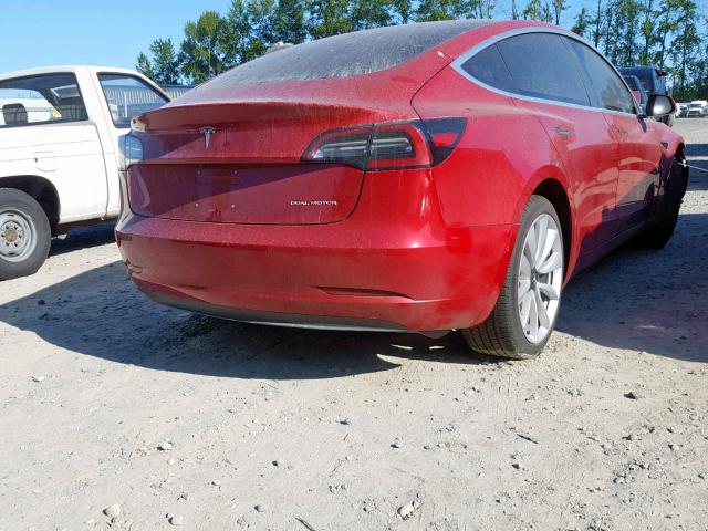 5YJ3E1EB7JF133548 - 2018 TESLA MODEL 3 RED photo 4