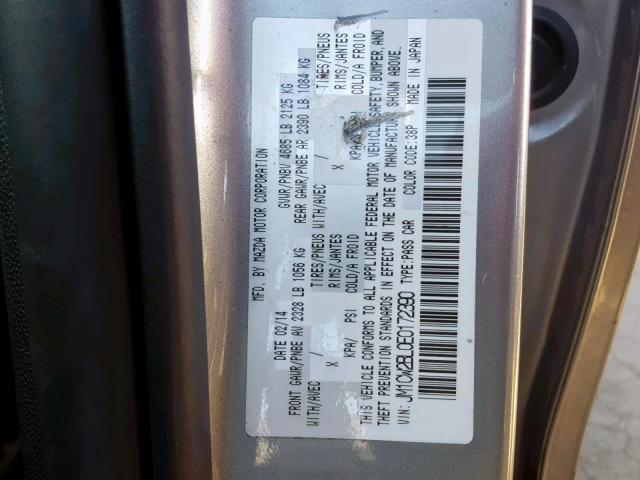 JM1CW2BL0E0172390 - 2014 MAZDA 5 SPORT GRAY photo 10