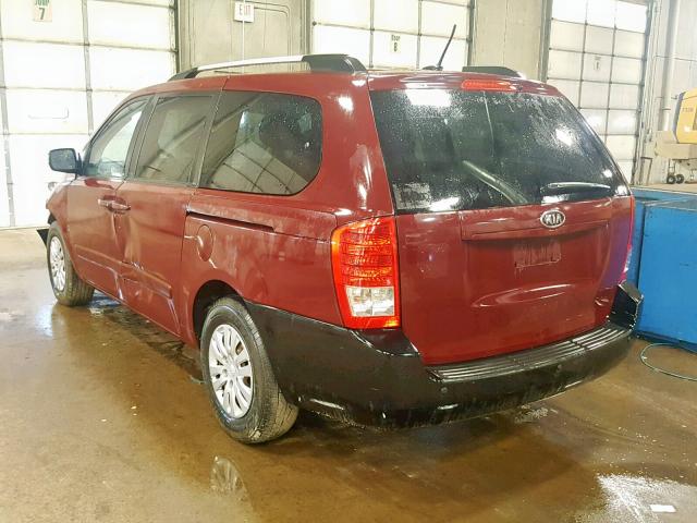 KNDMG4C78C6458304 - 2012 KIA SEDONA LX MAROON photo 3