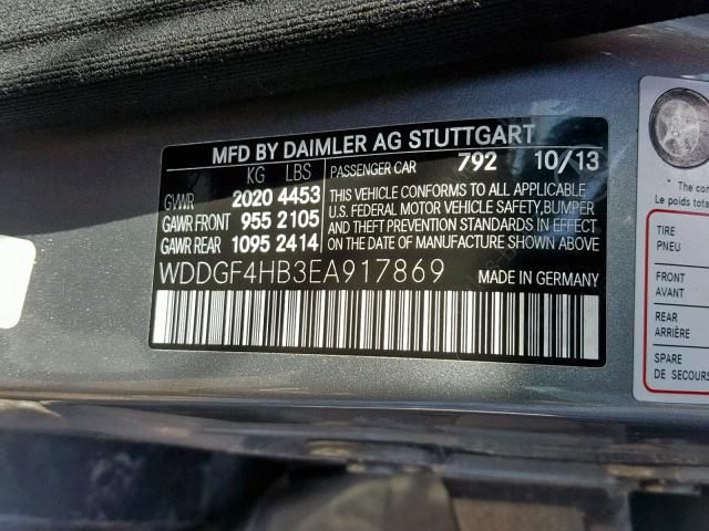 WDDGF4HB3EA917869 - 2014 MERCEDES-BENZ C 250 GRAY photo 10