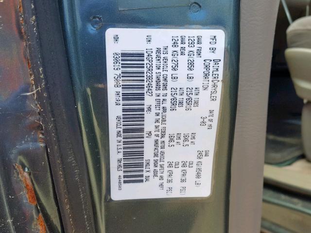 1D4GP25R23B246427 - 2003 DODGE CARAVAN SE GREEN photo 10