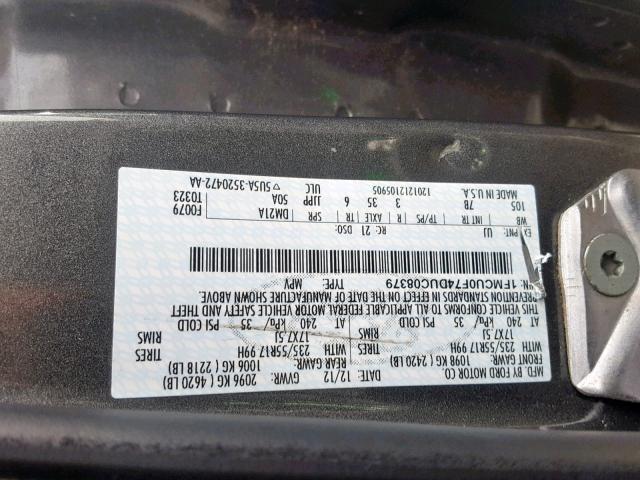 1FMCU0F74DUC08379 - 2013 FORD ESCAPE S GRAY photo 10