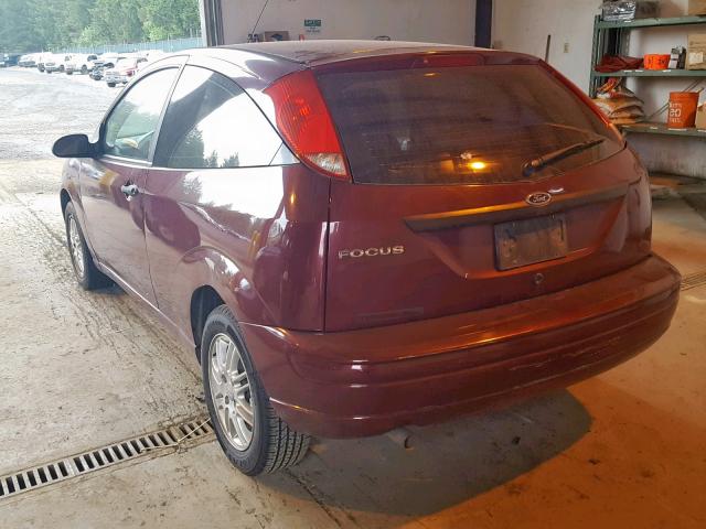 1FAHP31N77W339233 - 2007 FORD FOCUS ZX3 MAROON photo 3