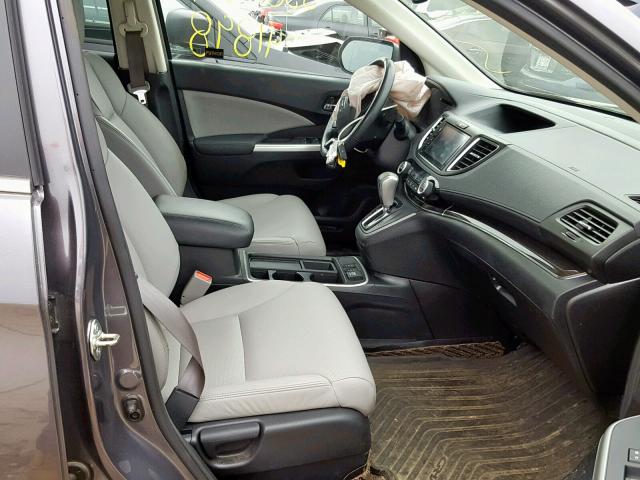 2HKRM4H76FH606595 - 2015 HONDA CR-V EXL GRAY photo 5