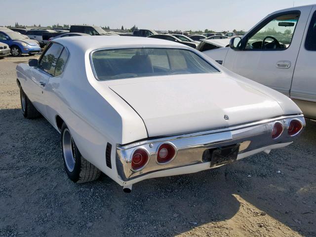 1D37H2L564485 - 1972 CHEVROLET CHEVELLE WHITE photo 3