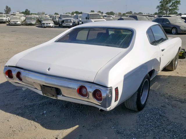 1D37H2L564485 - 1972 CHEVROLET CHEVELLE WHITE photo 4