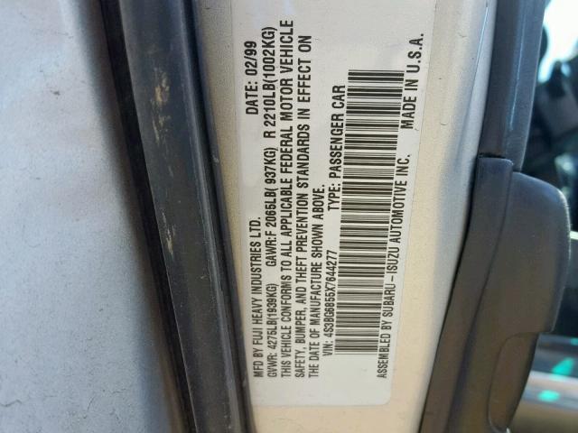 4S3BG6855X7644277 - 1999 SUBARU LEGACY OUT SILVER photo 10