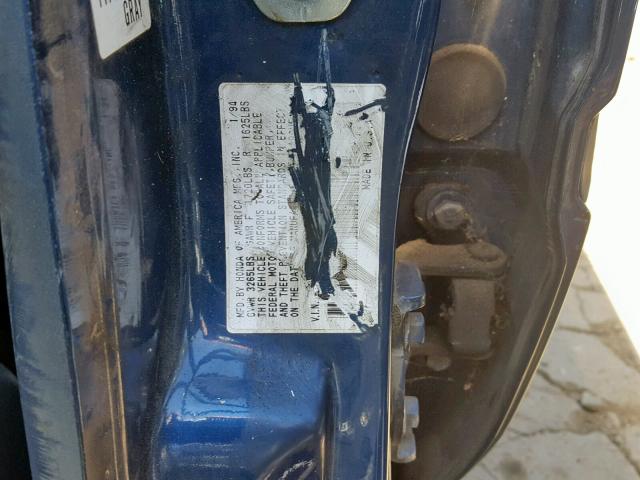 1HGEG8549RL028386 - 1994 HONDA CIVIC DX BLUE photo 10