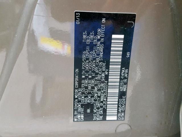 JTLZE4FE2DJ032214 - 2013 TOYOTA SCION XB ყავისფერი ფოტო 10