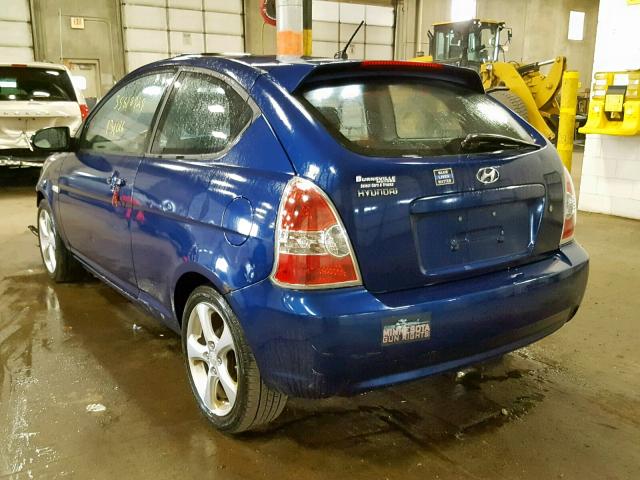 KMHCN36C28U067216 - 2008 HYUNDAI ACCENT SE BLUE photo 3