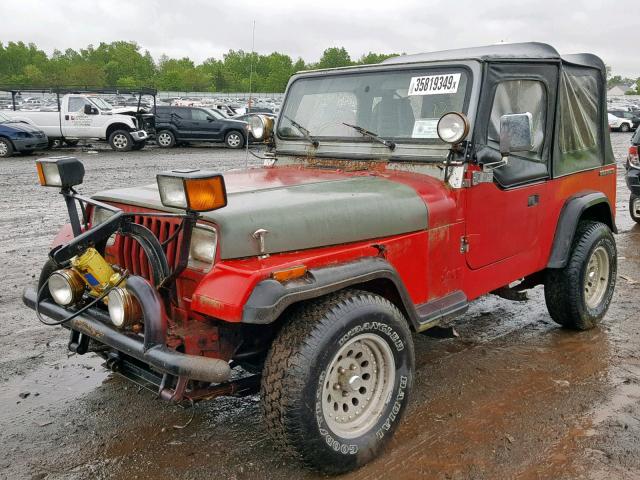 2J4FY19EXKJ141165 - 1989 JEEP WRANGLER / RED photo 2