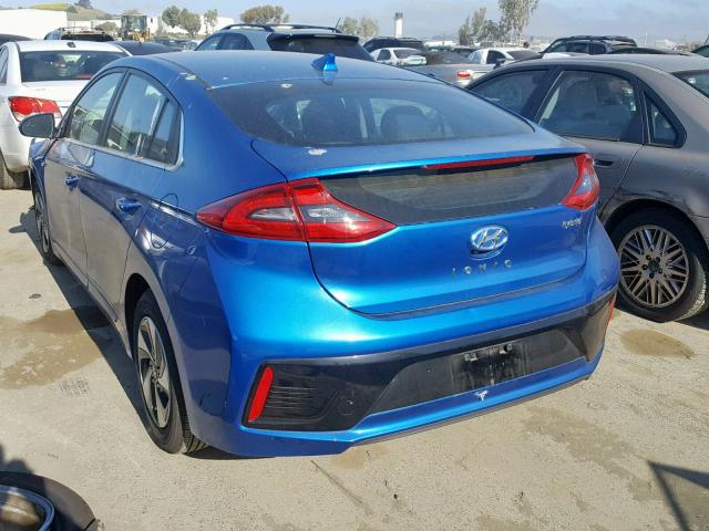 KMHC75LC9HU039164 - 2017 HYUNDAI IONIQ SEL BLUE photo 3