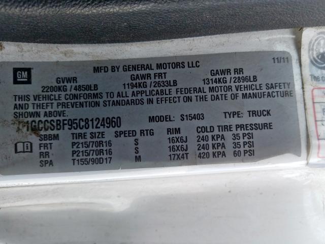 1GCCSBF95C8124960 - 2012 CHEVROLET COLORADO  photo 10