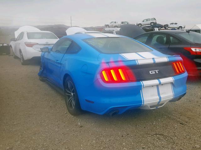 1FA6P8CF8H5266343 - 2017 FORD MUSTANG GT BLUE photo 3