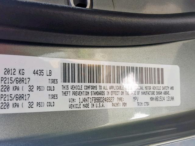 1J4NT1FB9BD248927 - 2011 JEEP COMPASS SP Сұр фото 10