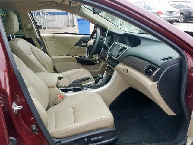 1HGCR2F85GA003462 - 2016 HONDA ACCORD EXL BURGUNDY photo 5