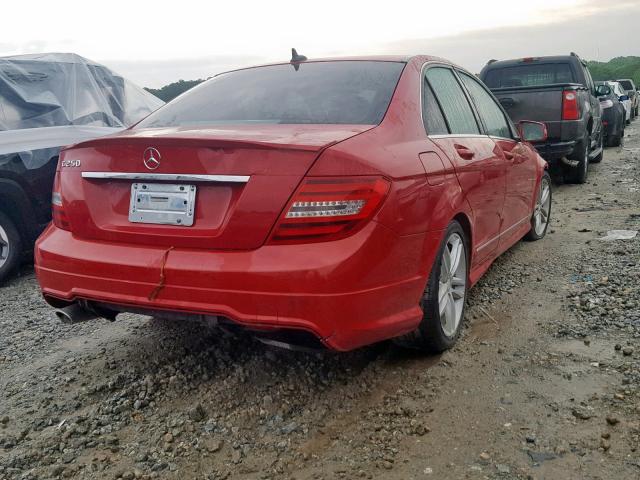 WDDGF4HB9DA801347 - 2013 MERCEDES-BENZ C 250 RED photo 4