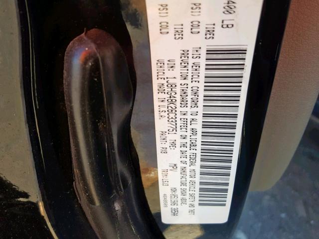 1J8HG48K26C337751 - 2006 JEEP COMMANDER შავი ფოტო 10