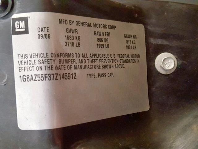 1G8AZ55F37Z145912 - 2007 SATURN ION LEVEL RED photo 10