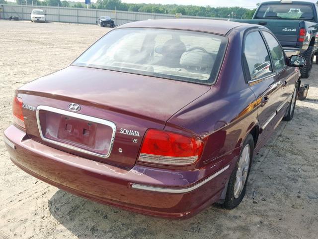 KMHWF35HX3A872933 - 2003 HYUNDAI SONATA GLS MAROON photo 4