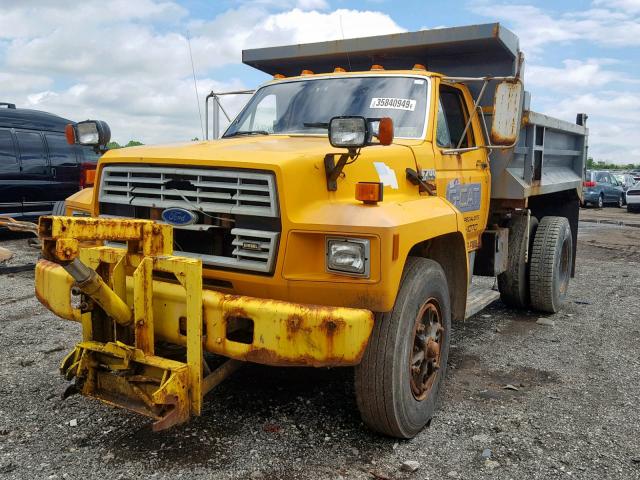 1FDPK74P4KVA00531 - 1989 FORD F700 F YELLOW photo 2