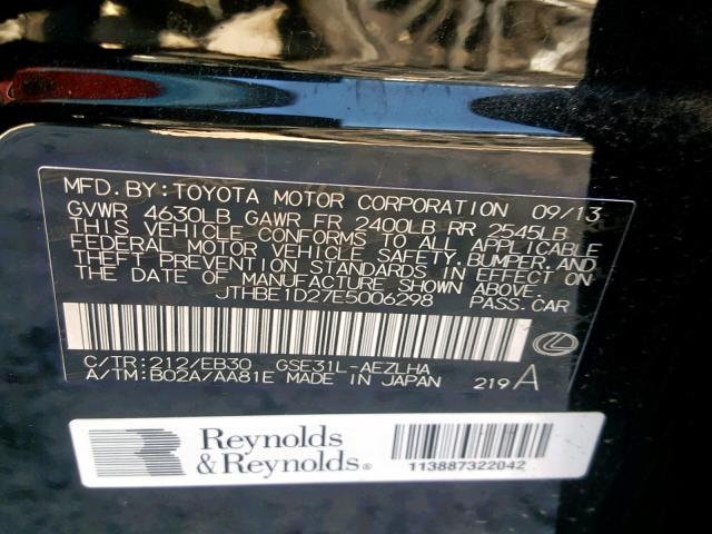 JTHBE1D27E5006298 - 2014 LEXUS IS 350 BLACK photo 10