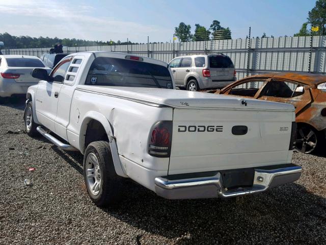 1B7GL42X42S500502 - 2002 DODGE DAKOTA SLT WHITE photo 3