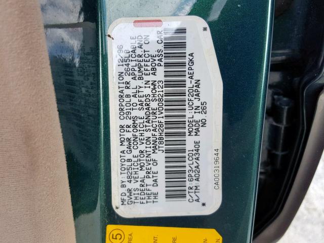 JT8BH28F1V0082123 - 1997 LEXUS LS 400 GREEN photo 10