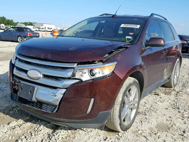 2FMDK3K90CBA58892 - 2012 FORD EDGE LIMIT MAROON photo 2