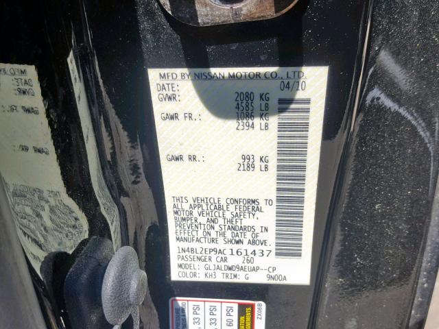 1N4BL2EP9AC161437 - 2010 NISSAN ALTIMA SR BLACK photo 10