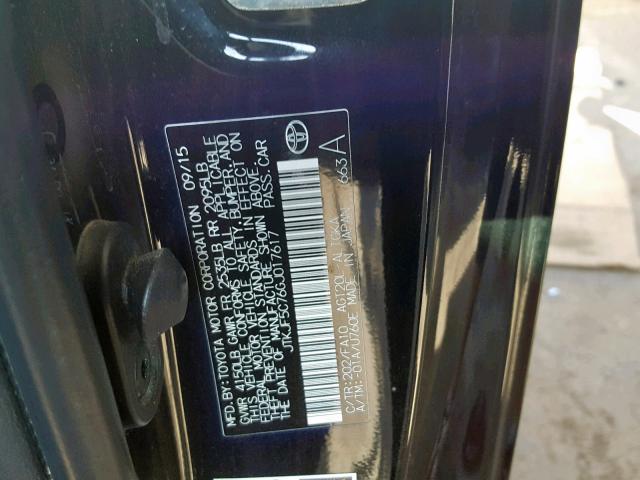 JTKJF5C76GJ017617 - 2016 TOYOTA SCION TC 黑色 照片 10