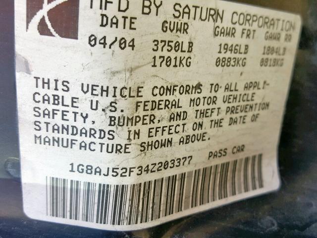 1G8AJ52F34Z203377 - 2004 SATURN ION LEVEL TAN photo 10