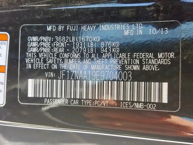 JF1ZNAA19E9704003 - 2014 TOYOTA SCION FR-S TWO TONE photo 10