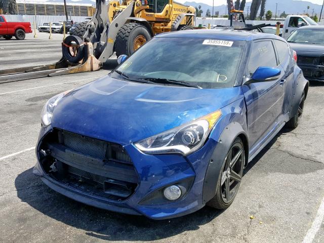 KMHTC6AE5GU299761 - 2016 HYUNDAI VELOSTER T BLUE photo 2