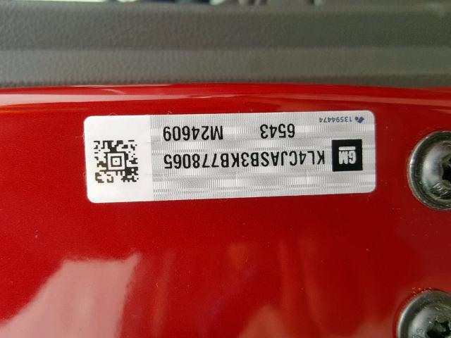 KL4CJASB3KB778065 - 2019 BUICK ENCORE PRE RED photo 10